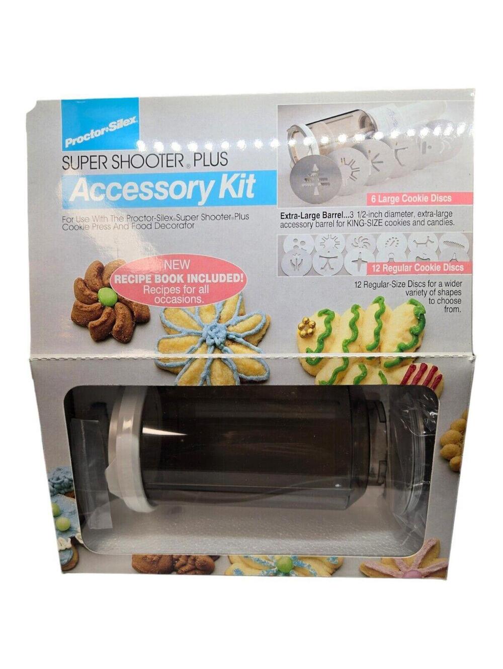 Unused Complete Proctor Silex Super Shooter Plus Accessory Kit King Size Cookies
